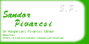 sandor pivarcsi business card